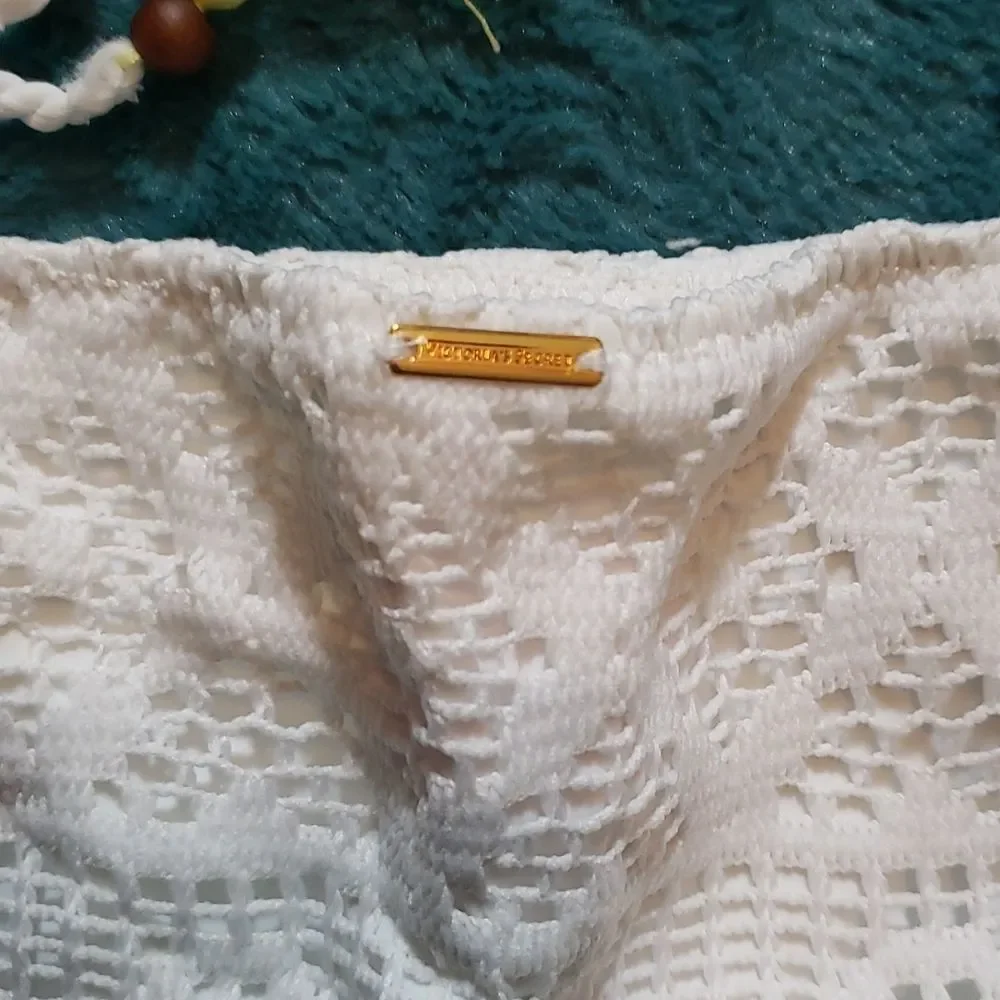 VS white crocheted bikini bottom
